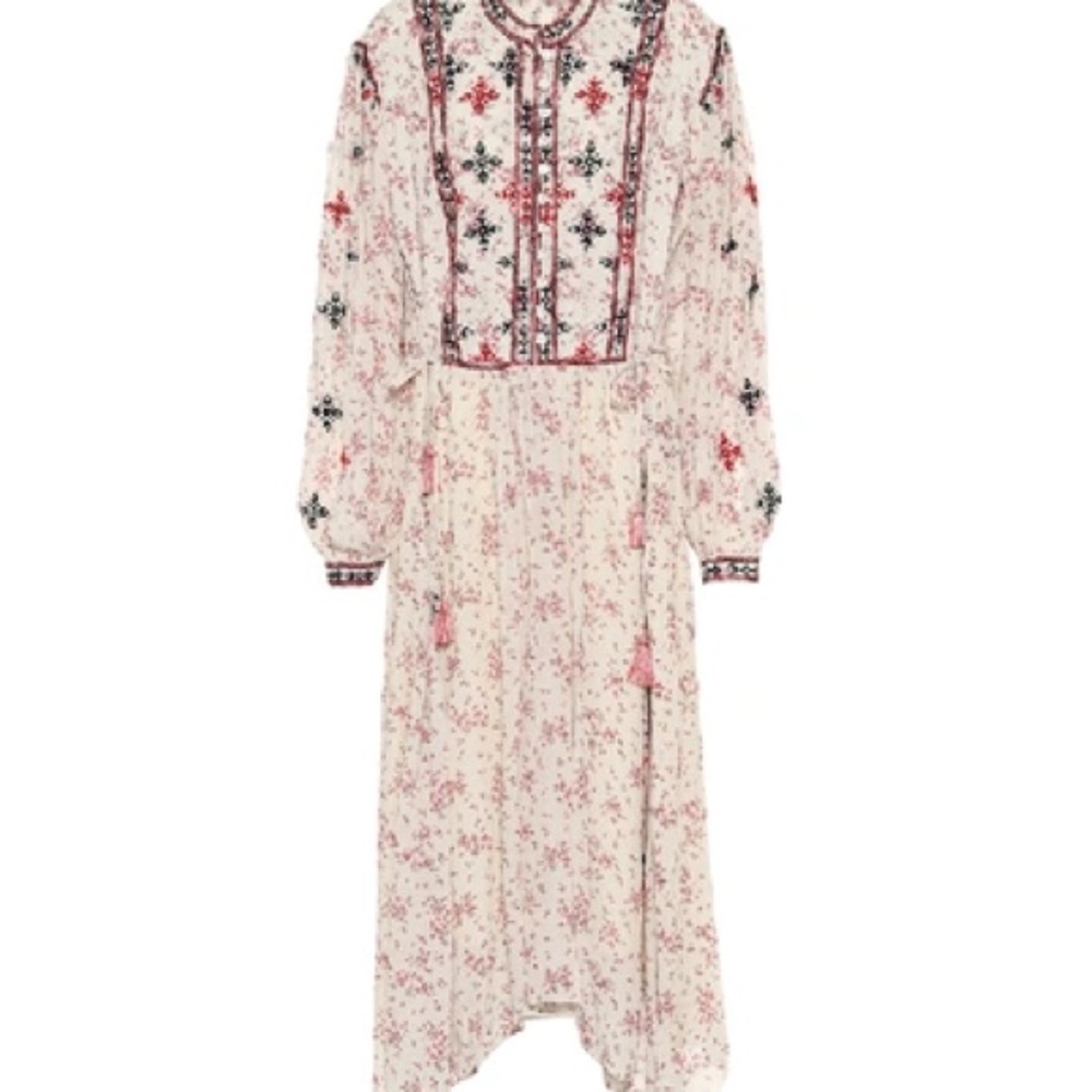 Isabel Marant Cream and Red Floral High Low Dress